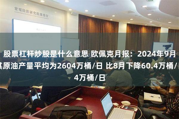 股票杠杆炒股是什么意思 欧佩克月报：2024年9月其原油产量平均为2604万桶/日 比8月下降60.4万桶/日