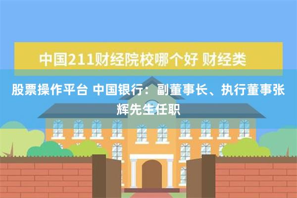 股票操作平台 中国银行：副董事长、执行董事张辉先生任职